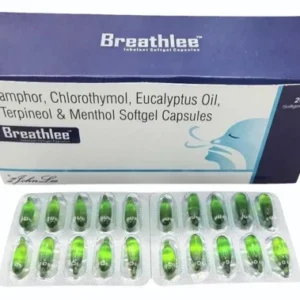 25mg Breathlee Camphor BP, Chlorothymol, Eucalyptus Oil IP, Terpineol BP, Menthol IP Capsules